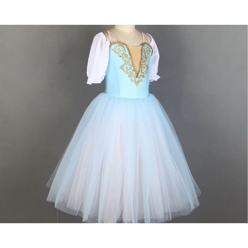 Basic Tulle Puff Sleeve Long Romantic Ballet Tutu - Choose Color