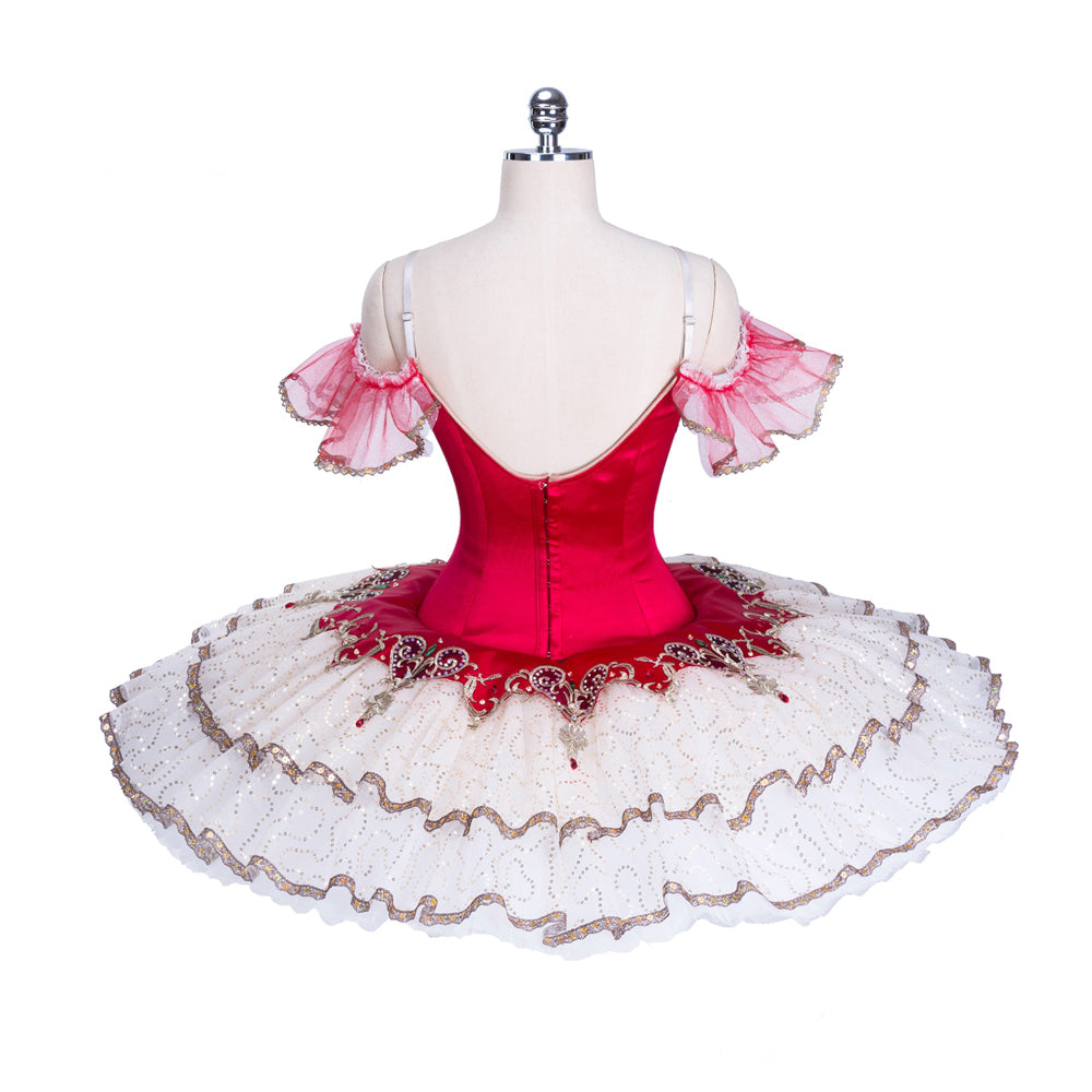 Spanish Paquita or Kitri Red and Gold Pancake Tutu - Bell Shaped or Romantic