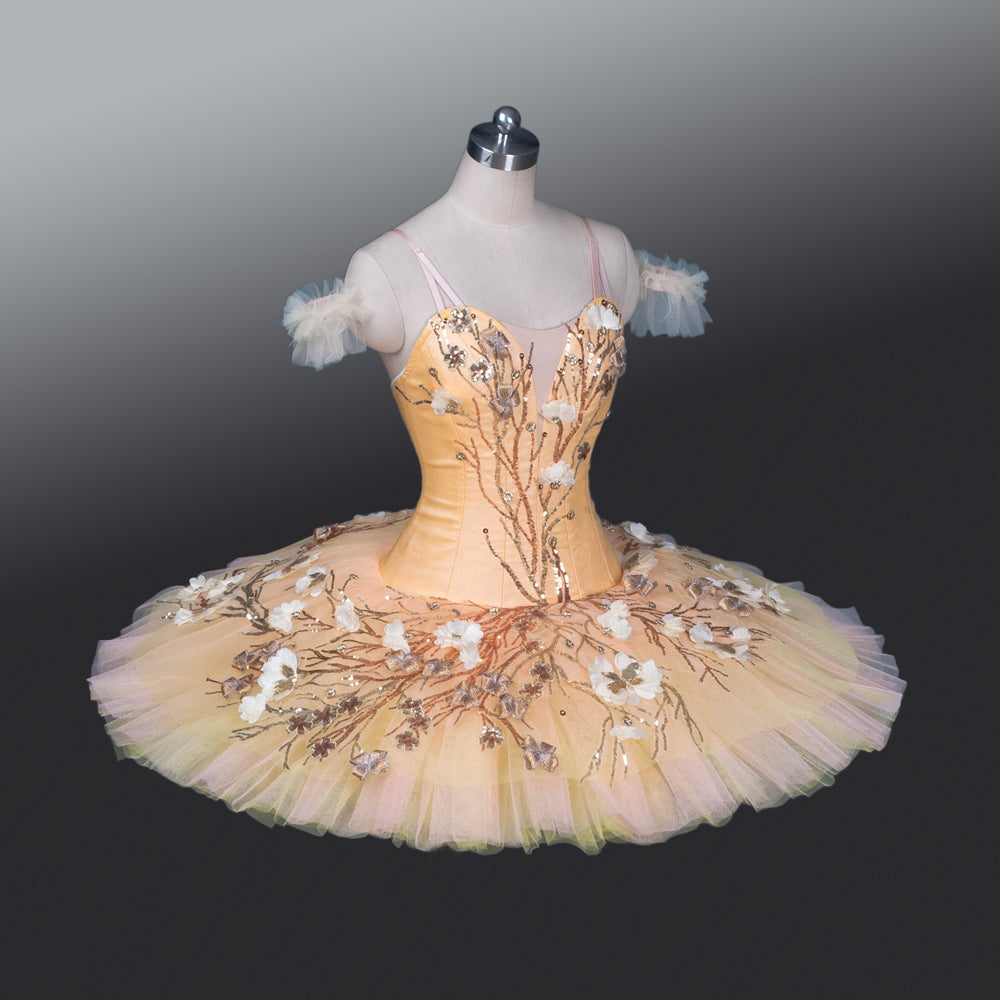 Elegant Orange Garden Flower Classical Pancake Tutu Dress