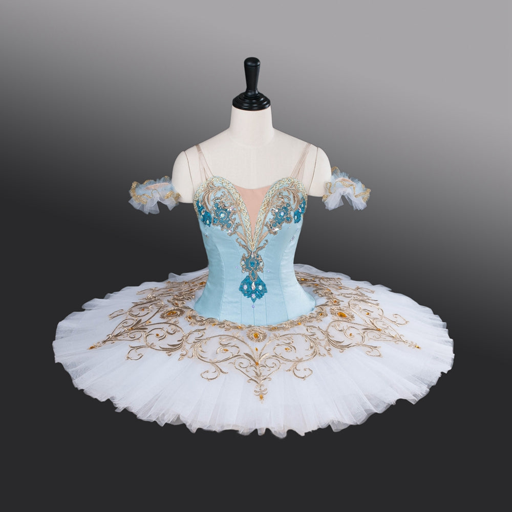 Professional Premium Pancake Ballet Tutu White, Gold and Blue