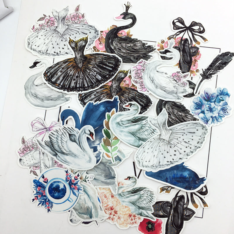 26pcs Hand Drawing Swan Lake Ballet Decorative Sticker
