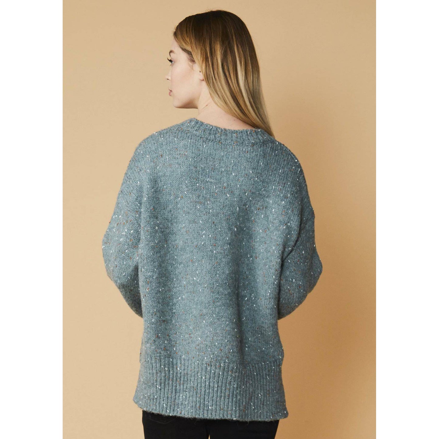 Leisure Me Day Crewneck Pocket Sage Sweater