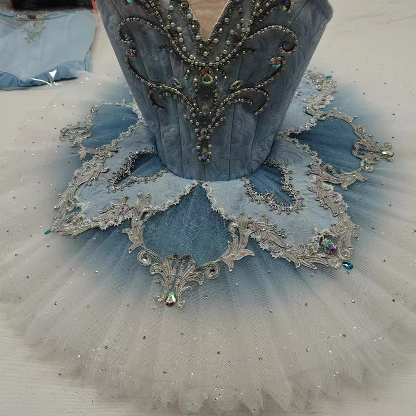 Blue Snow Silver Pancake Tutu - Snow Points Plate Style