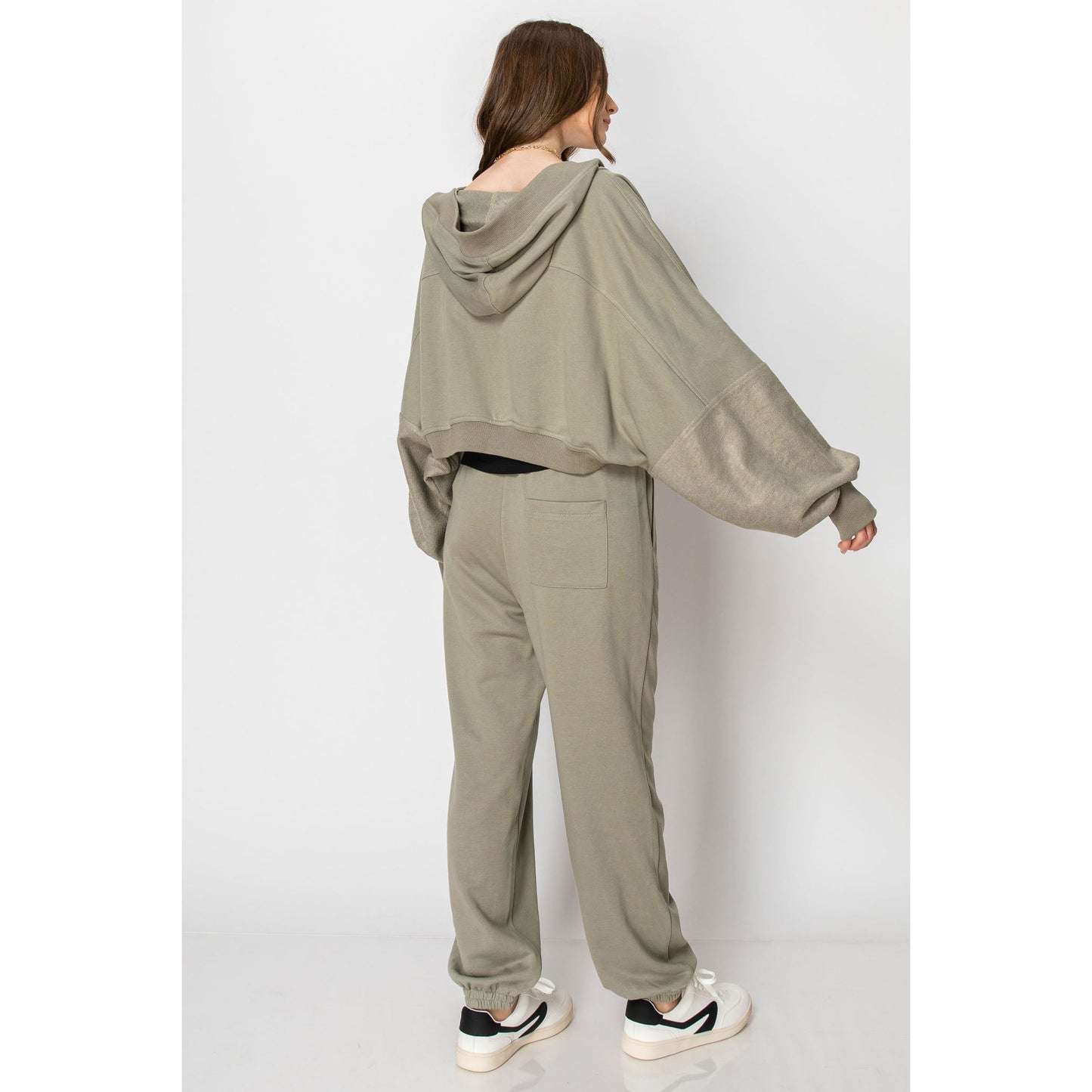 Leisure Fun Hooded Bolero Long Sleeve Shrug Cardigan Jogger Set