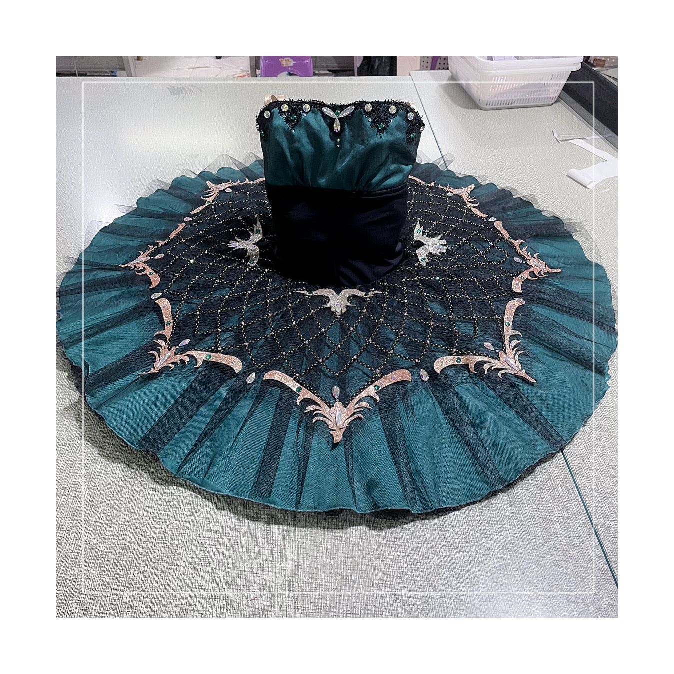 Golden Ara Green Royal Elegant Pancake Tutu