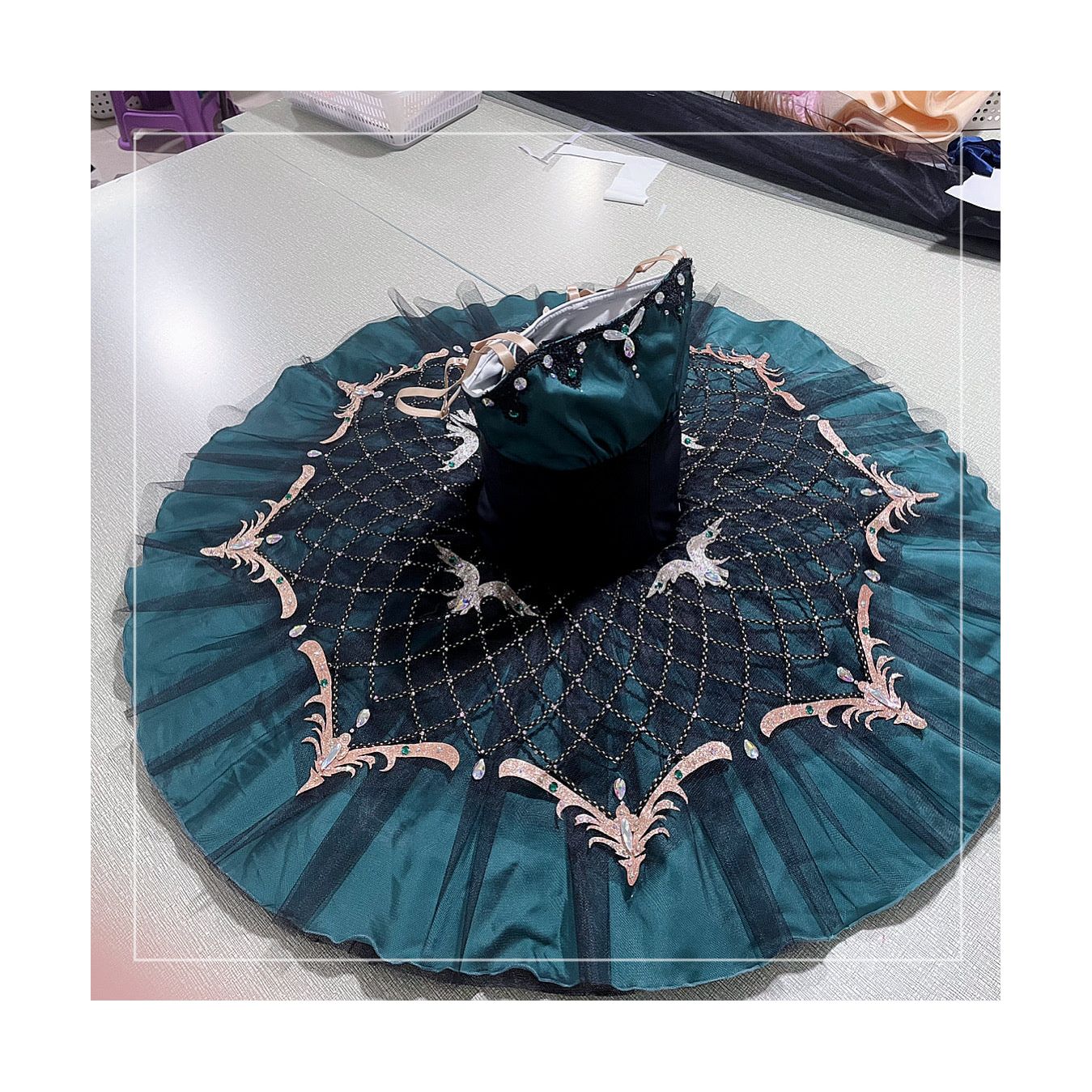 Golden Ara Green Royal Elegant Pancake Tutu