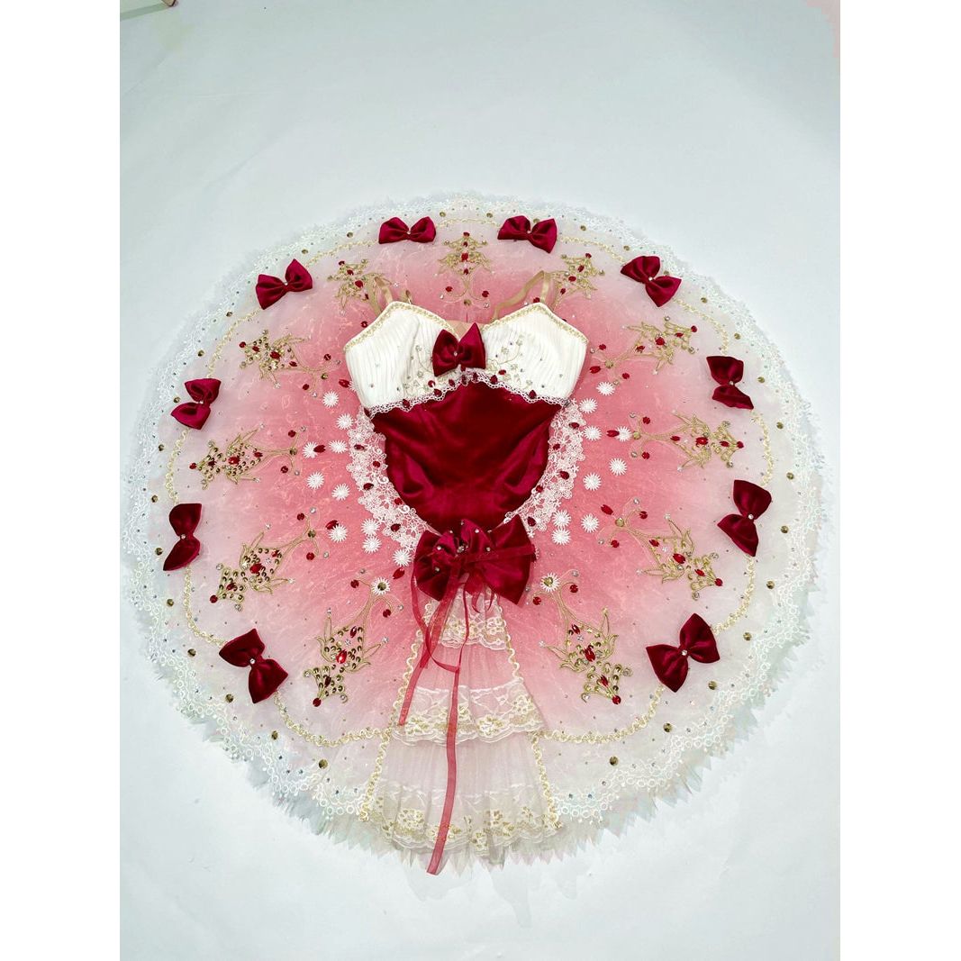 Professional Peasant Doll Red and White Pancake Tutu