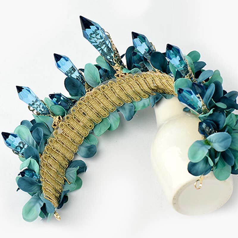 Baroque Green Rhinestone Flower Crystal Tiaras