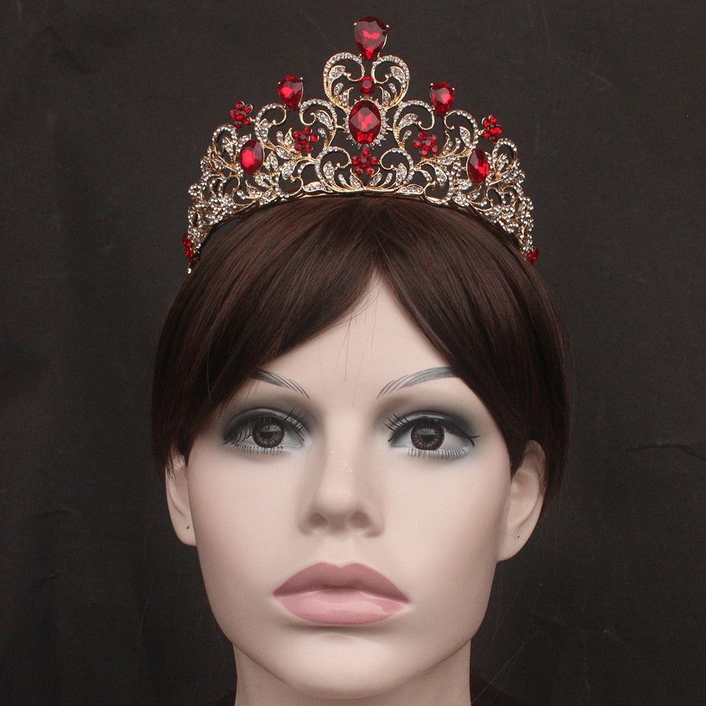 Pink, Red, Blue or Green Crystal Leaf Ballet Crown