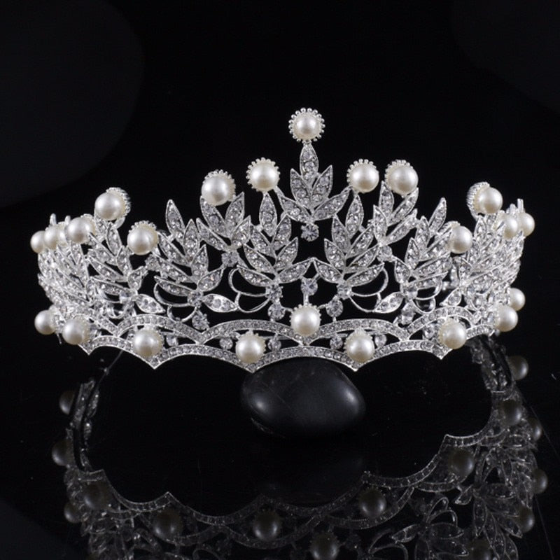 Crystal Pearl Rhinestone White Ballet Tiara