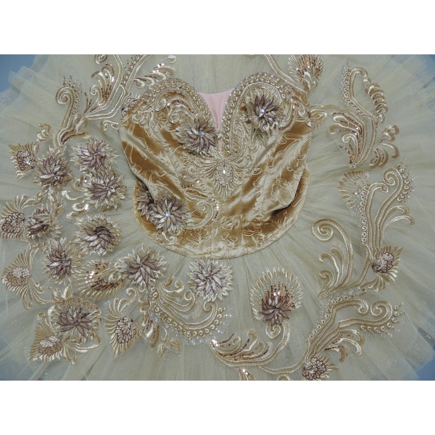 Gold Flowers Competition Ballet Tutu (Choose bodice color)