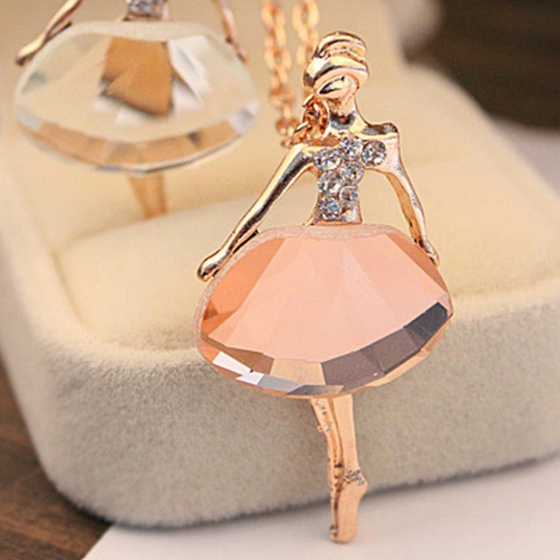 Fashion Jewelry Crystal Ballet Pendant Necklace