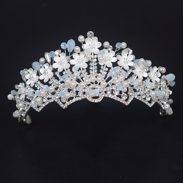 Handmade Pearl Rhinestone Flower Princess Headpiece