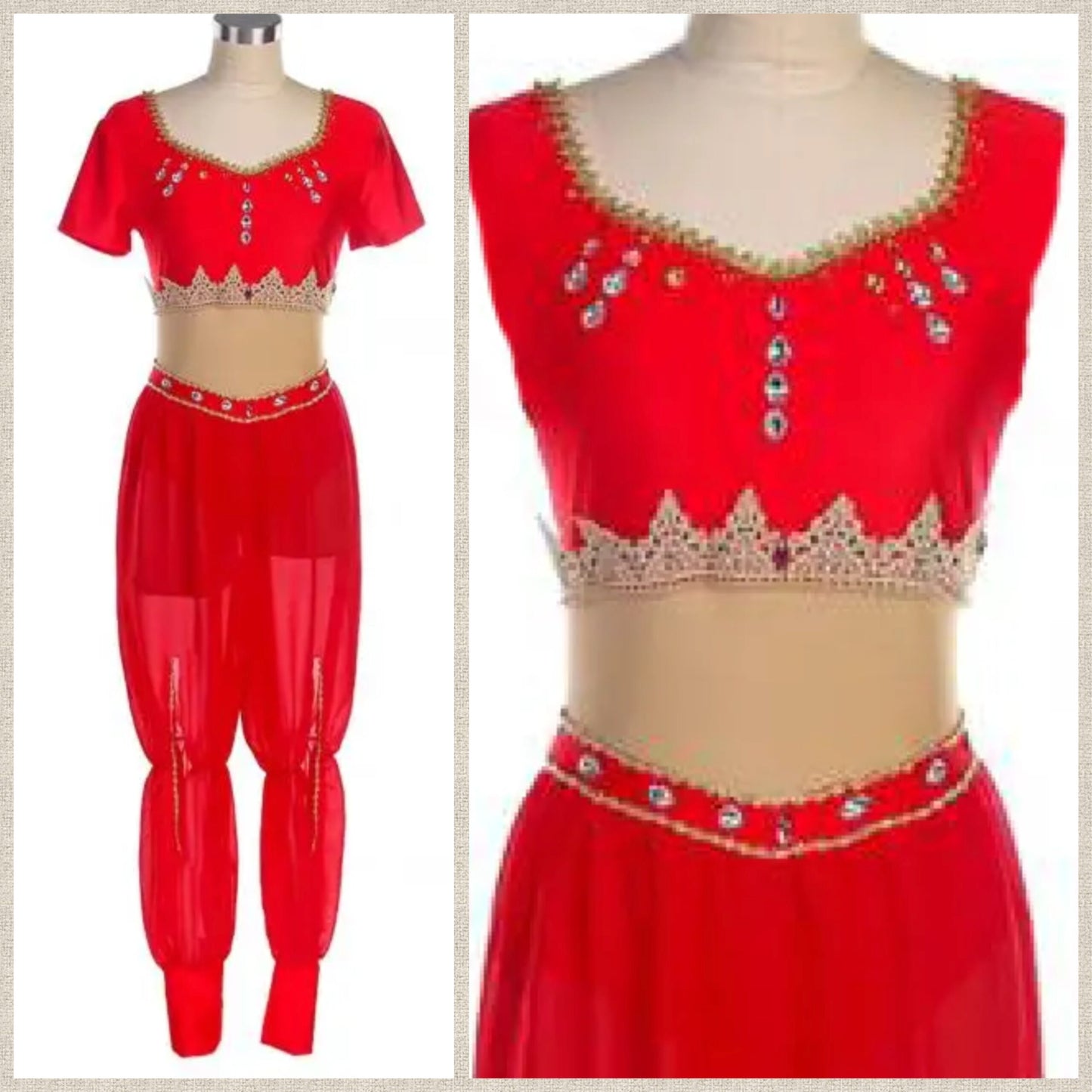 Simple Arabian Ballet Costume. Choose Color - With or Without Sleeves