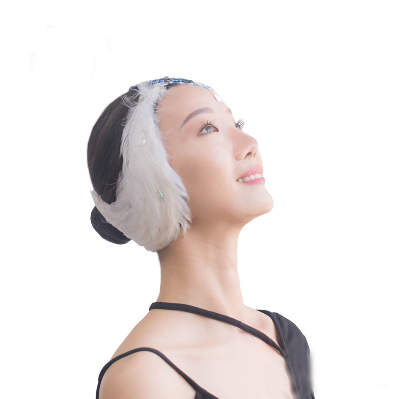 Premium White Feather Swan Lake Headpiece - Black or White