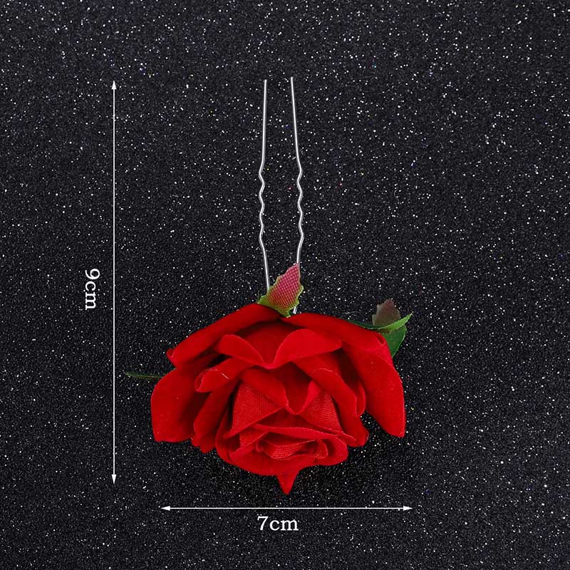 Red or White Artificial Rose Flower Hair Pin