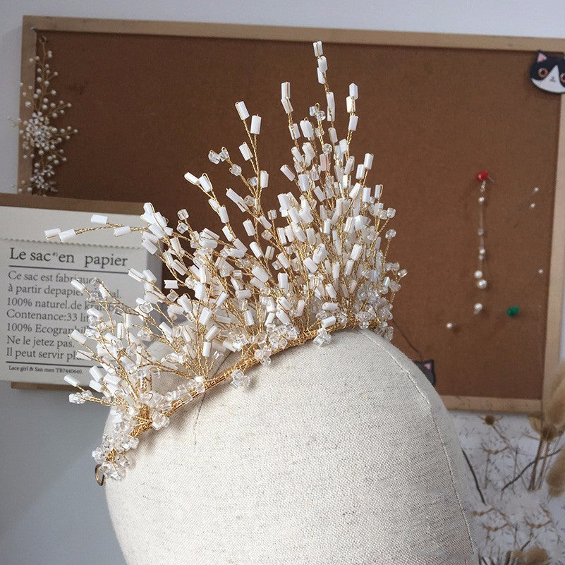 Luxury Trendy Full Crystal Beads Tall Tiara