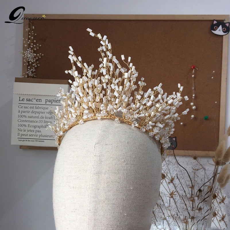 Luxury Trendy Full Crystal Beads Tall Tiara