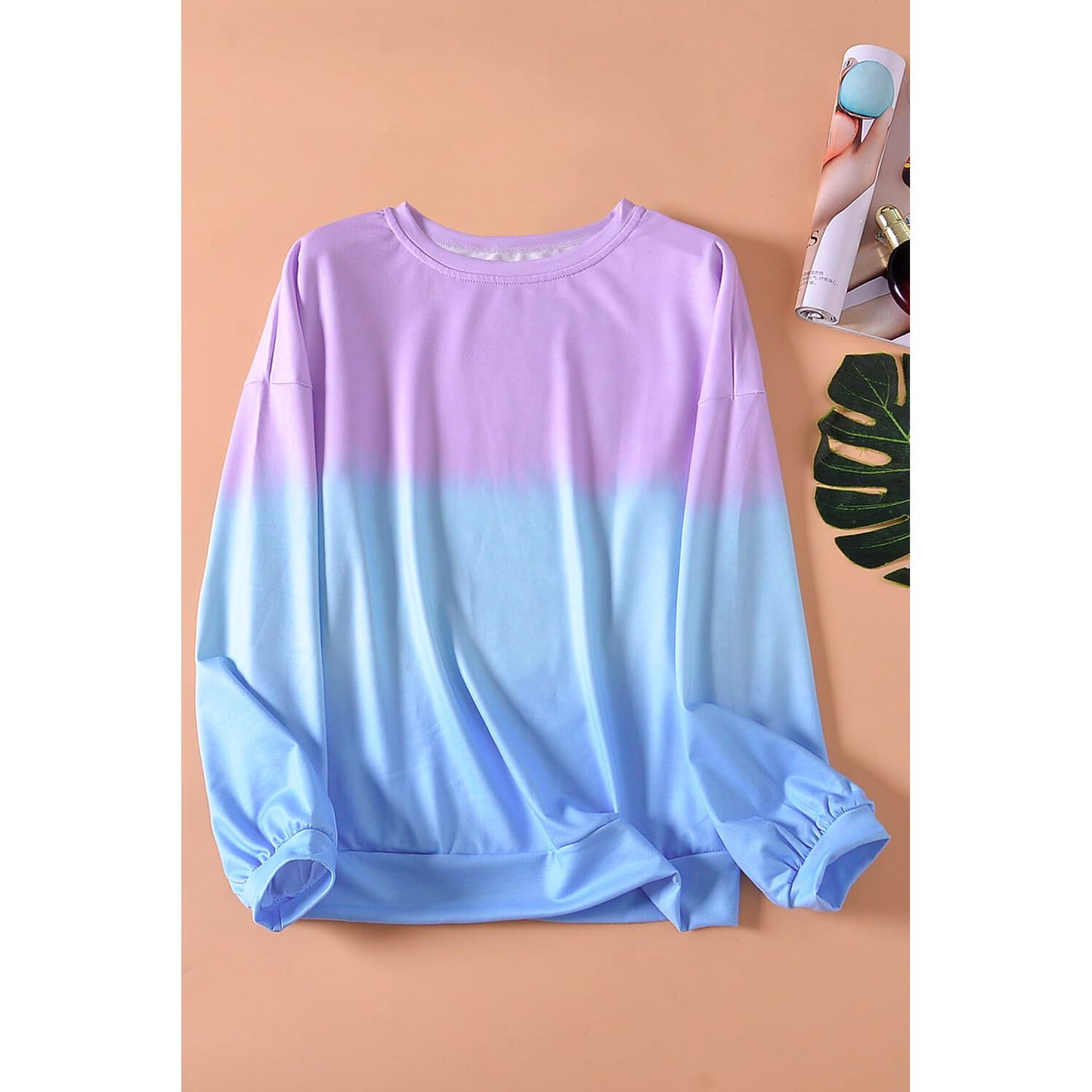 Bahama Purple Blue Color Block Tie Dye Pullover Sweatshirt
