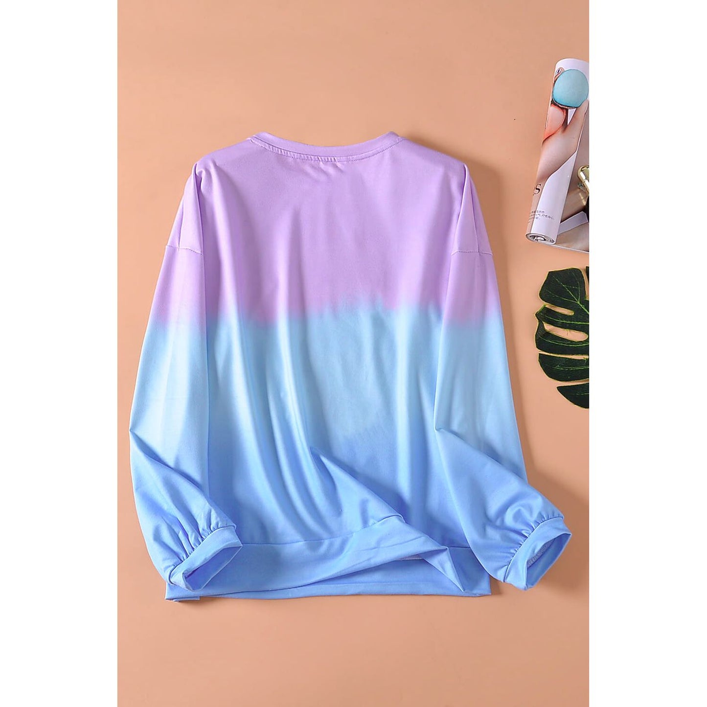 Bahama Purple Blue Color Block Tie Dye Pullover Sweatshirt