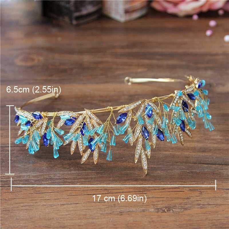 Ballet Performance Crown Blue Crystal Tiara Headpiece