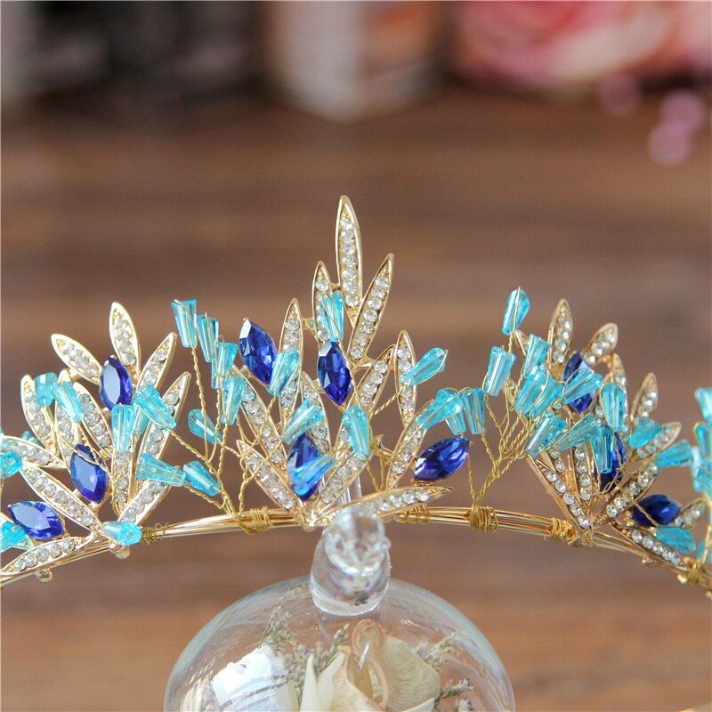 Ballet Performance Crown Blue Crystal Tiara Headpiece