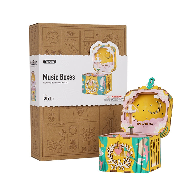 Handmade Dancing Ballerina Wooden Rotatable Music Box