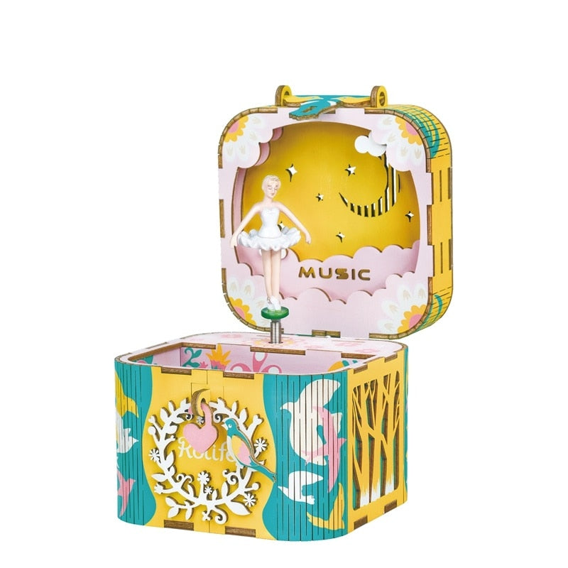 Handmade Dancing Ballerina Wooden Rotatable Music Box