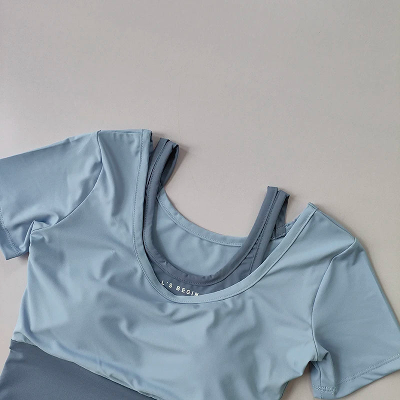Two Piece Fun Island Summer Breathable Fitness Set
