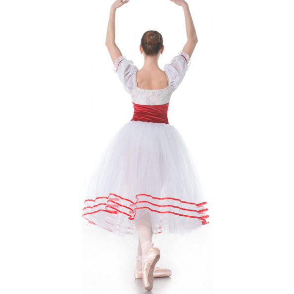 Red White Ballet Peasant Romantic Tutu