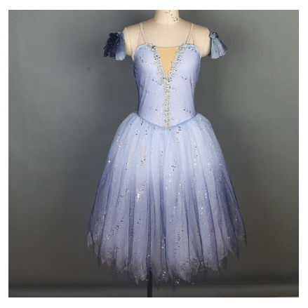 Silver Snow Ruffle Edges Ballet Tutu - Choose Sleeves Off Shoulder & Decorations