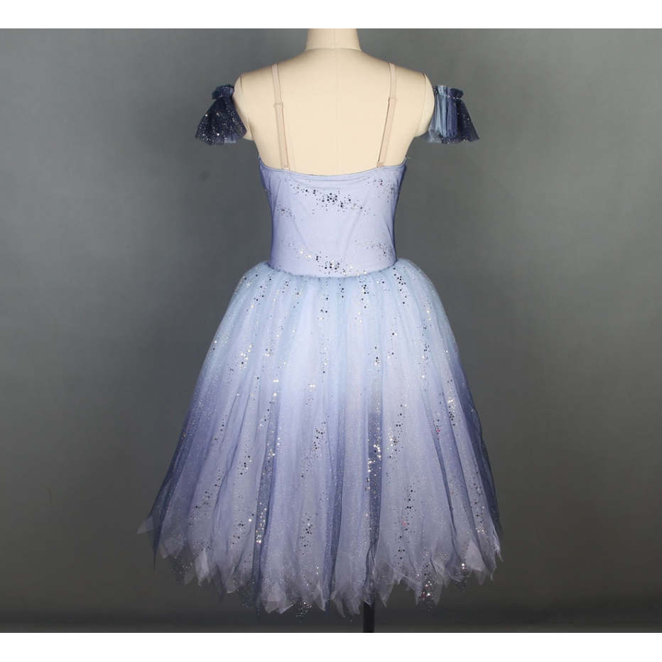 Silver Snow Ruffle Edges Ballet Tutu - Choose Sleeves Off Shoulder & Decorations