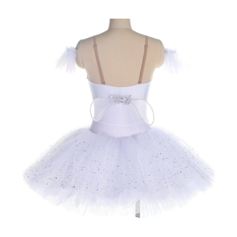 Short Romantic Snow Fairy Tutu Dress - White or Silver With Wings