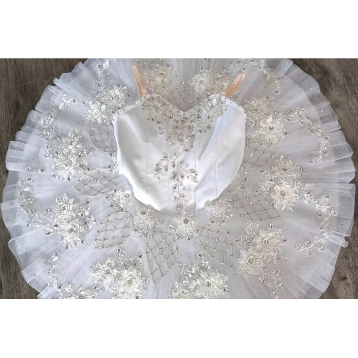White Flowers Design Garden Pancake Tutu