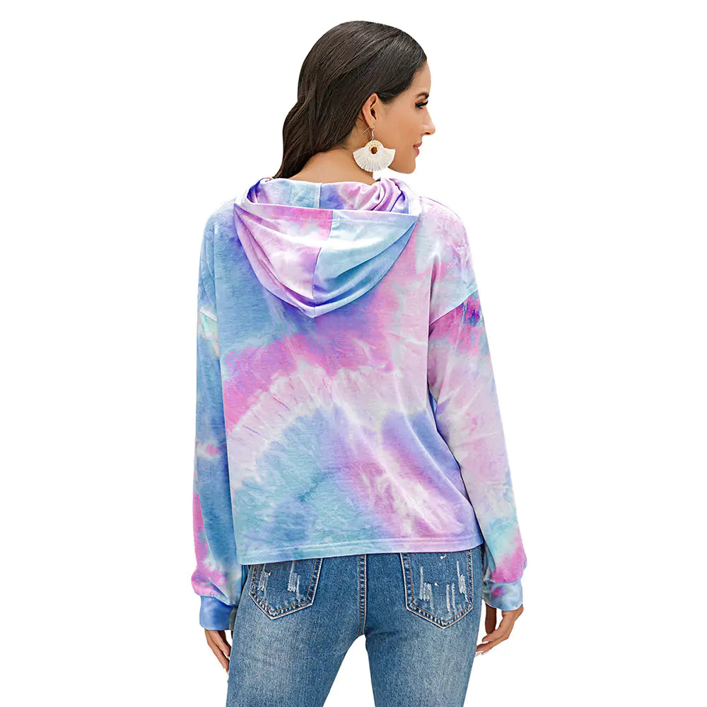 Dreamy Gradient Tie-Dye Hooded Sweatshirt for Women