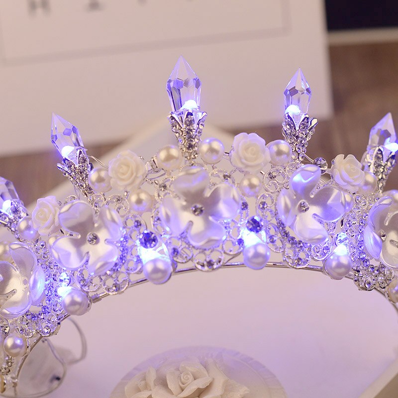 Handmade LED Crystal Floral Performance Tiara