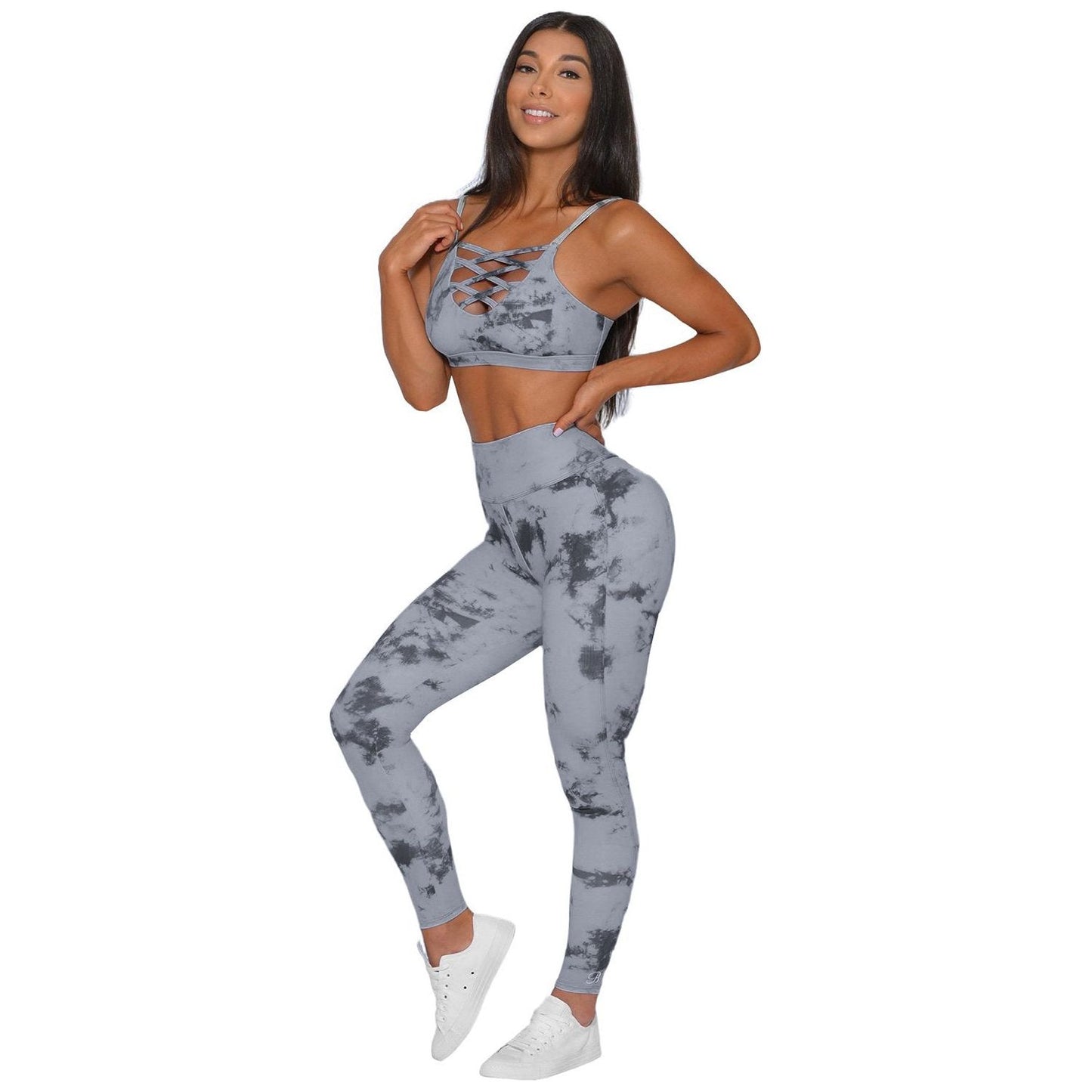 Tie-dye Summer Crisscross Sport Bra and Leggings Set