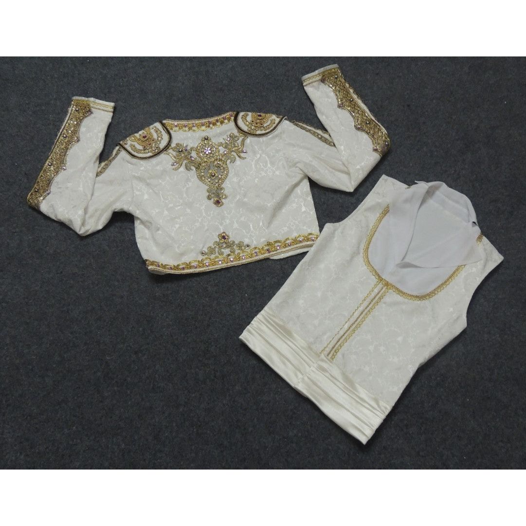 Men's Professional White and Gold Spanish Ballet Tunic