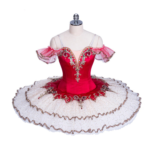 Spanish Paquita or Kitri Red and Gold Pancake Tutu - Bell Shaped or Romantic
