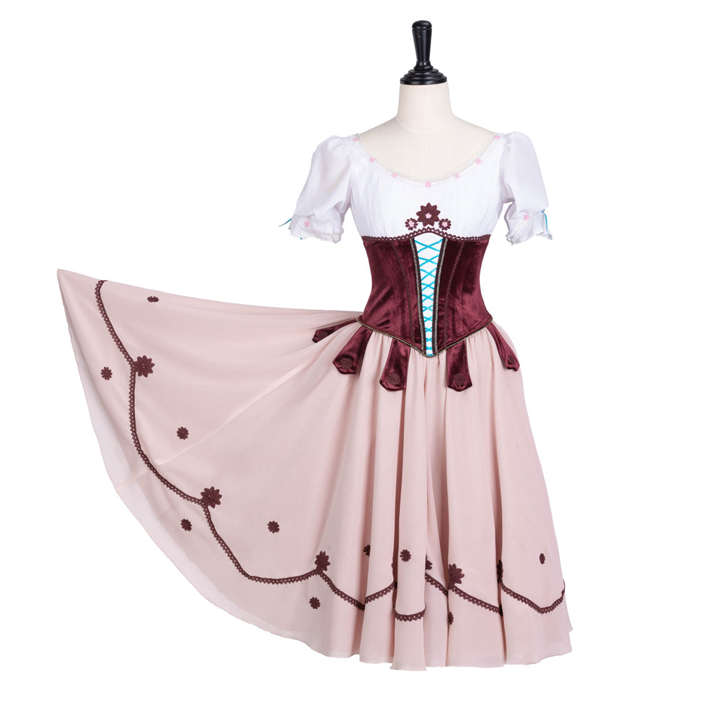 Romantic Wine Rose Professional Peasant Dress (Also Pink or Purple)