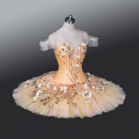 Elegant  Orange Garden Flower Classical Pancake Tutu Dress