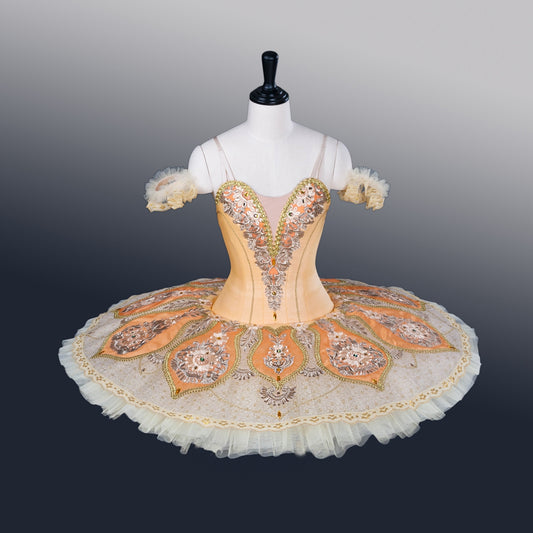 Elegant  Orange Garden Flower Premium Pancake Tutu Dress