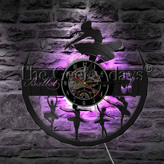 Ballerina Dancing Vinyl Record Wall Led Clock