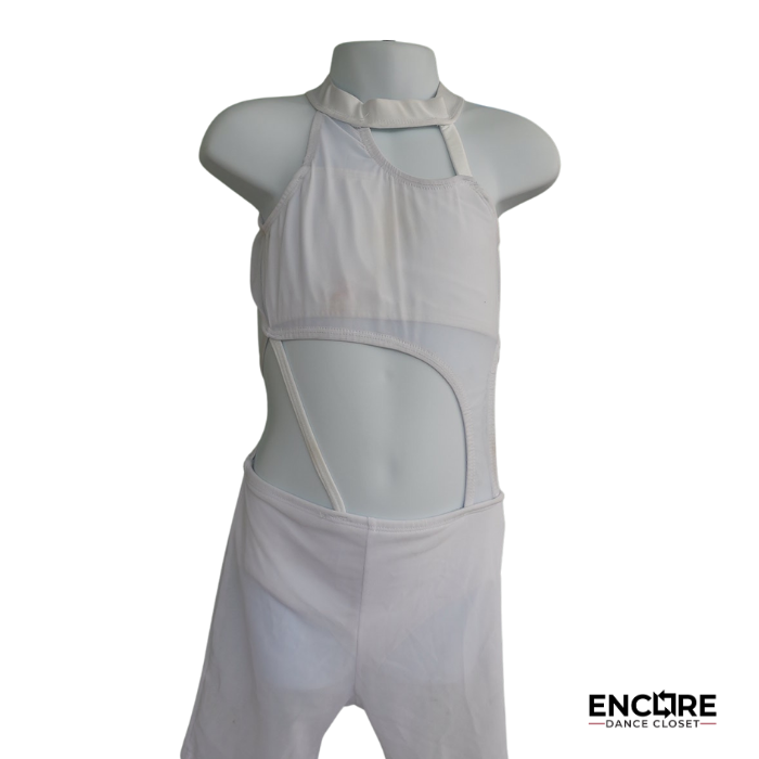 White Cutout Contemporary Biketard