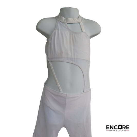 White Cutout Contemporary Biketard