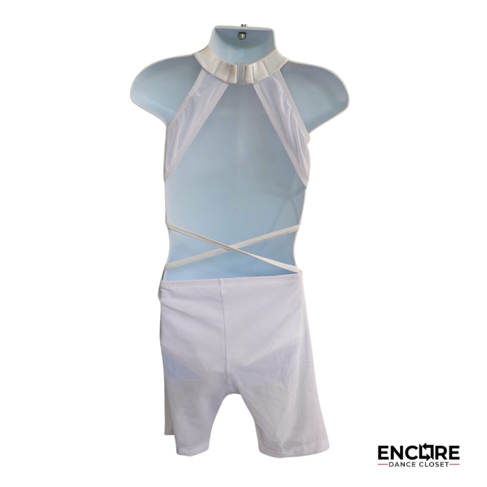 White Cutout Contemporary Biketard