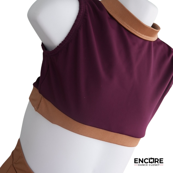 Maroon & Caramel Two-Piece Wide-Leg Set