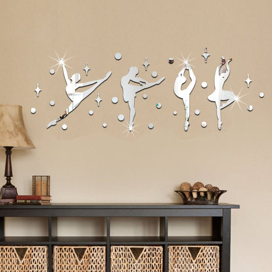 34 Pcs/Set 3D Acrylic Ballerina Mirror Wall Sticker