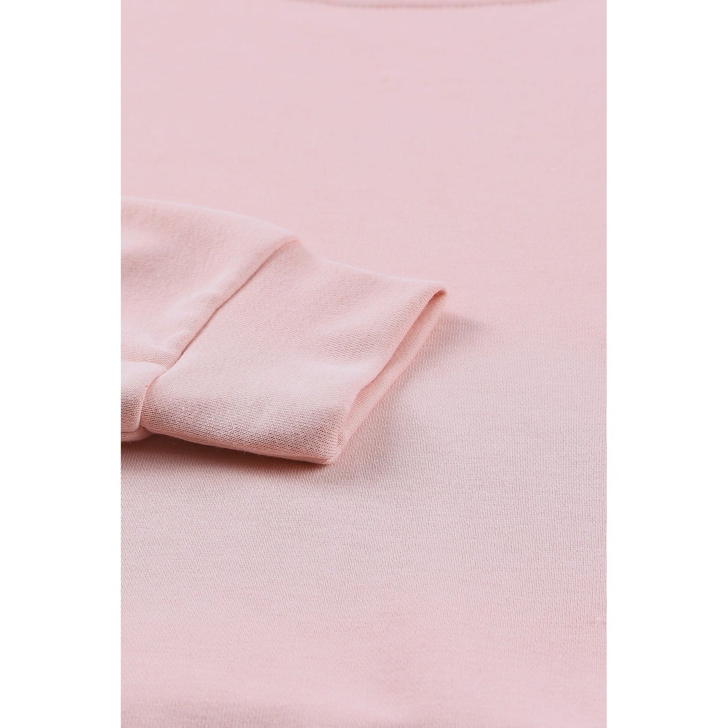 Pink Summer Crew Neck Slit Buttons Sweatshirt