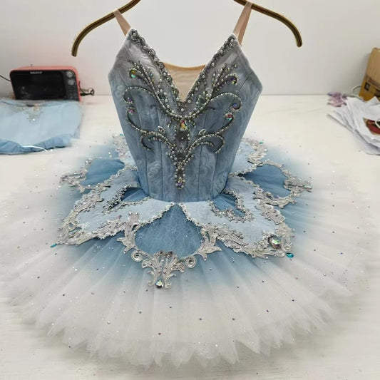 Blue Snow Silver Pancake Tutu - Snow Points Plate Style
